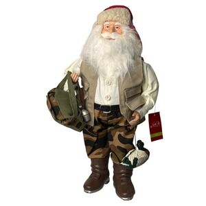 North Pole Trading Co Santa Claus Duck Camo Hunter Figurine 18 Inch Collectible